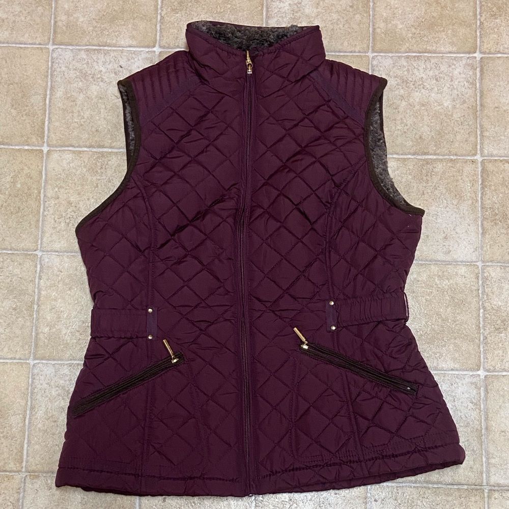 WEATHERPROOF WOMEN'S JACKET VEST SIZE S BURGUNDY AND BROWN